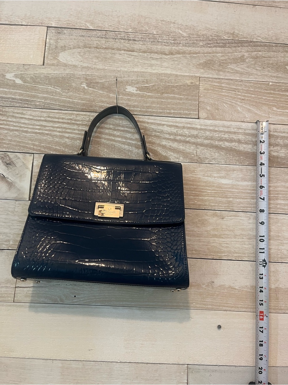 Kate Spade Knightsbridge Doris satchel navy blue patent croc embossed leather - Picture 3 of 14